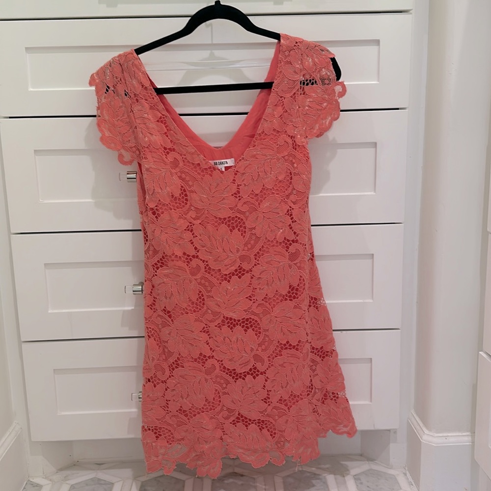 Bb Dakota coral lace mini dress
